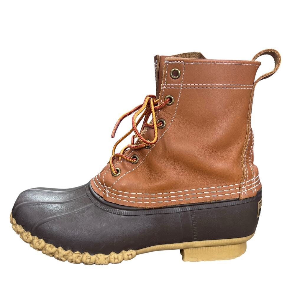 L.L. Bean Women’s 8" Limited Edition Navy Brown Duck Boots Size 7 - Picture 3 of 10